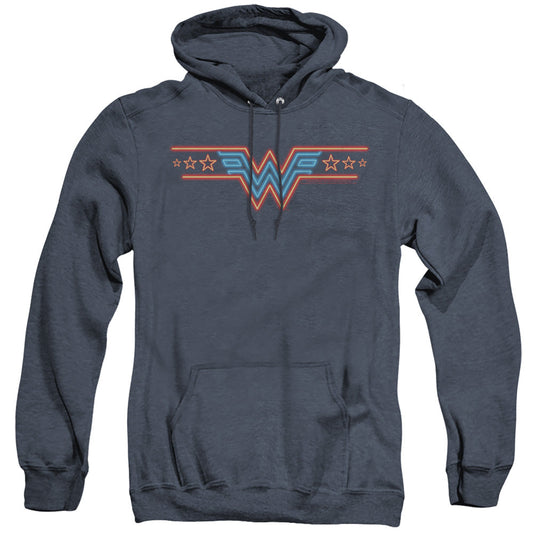 Wonder Woman 84 Neon Beat Mens Heather Hoodie Navy Officially Licensed