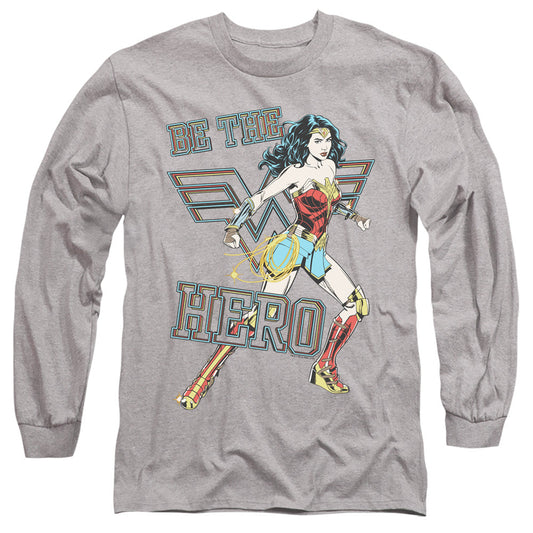 Wonder Woman 84 Be The Hero Mens Long Sleeve Shirt Athletic Heather Officially Licensed