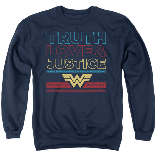 Wonder Woman 84 Truth Love Justice Mens Crewneck Sweatshirt Navy Officially Licensed