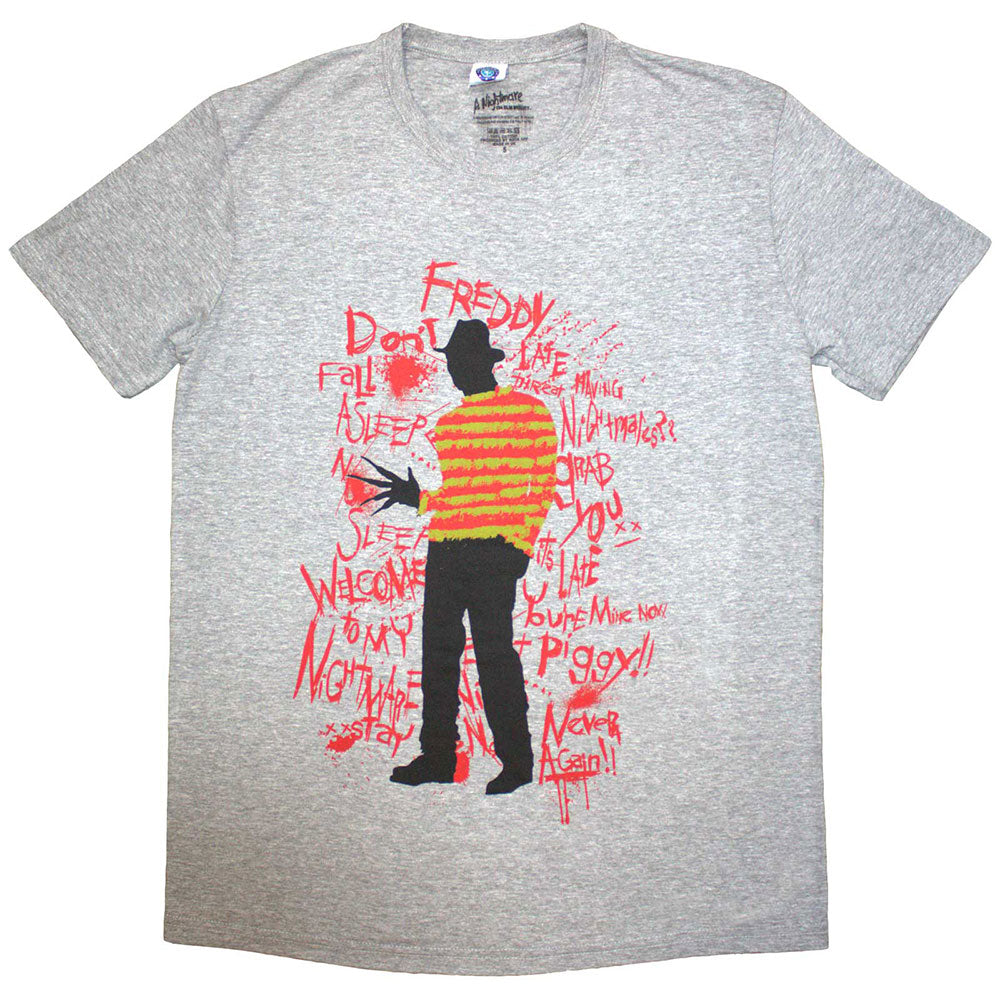 A Nightmare on Elm Street Freddy Scribble Font [T-Shirt] Grey
