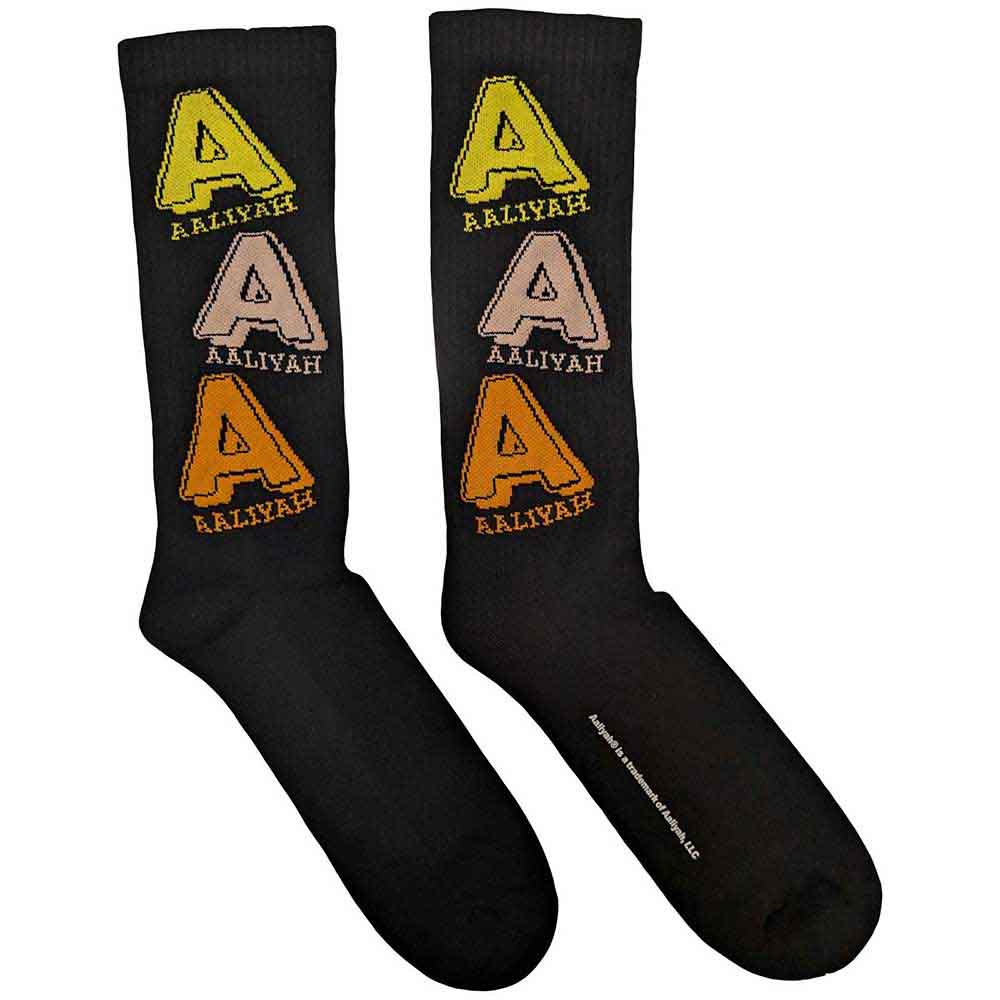 Aaliyah Tricolour Logo [Socks] Black