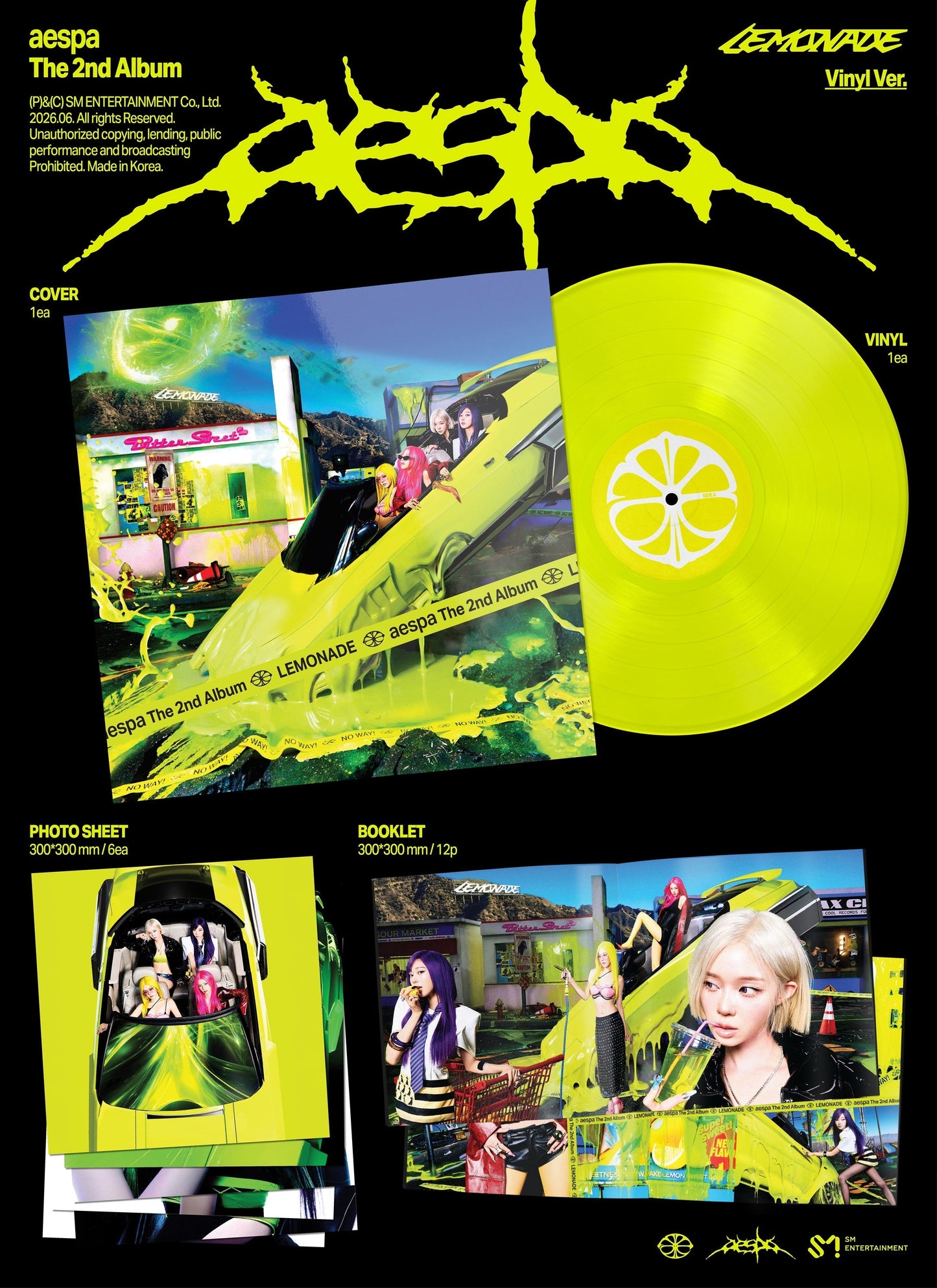 PRE-ORDER aespa - The 2Nd Album ‘Lemonade’ [Neon Yellow Vinyl] [Vinyl]