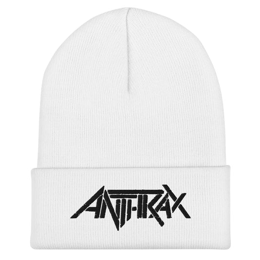 Anthrax - Black on White Cuffed HD Embroidered Beanie