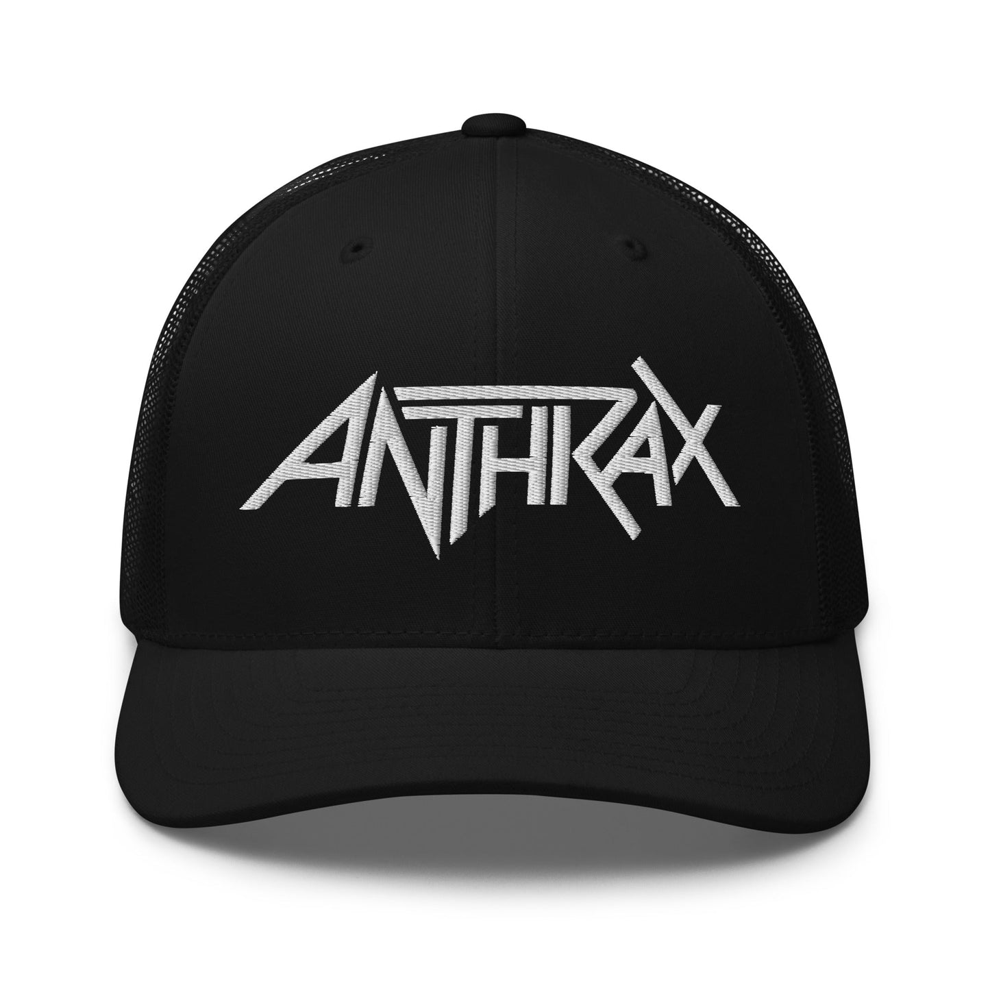 Anthrax - White on Black Trucker HD Embroidered Hat