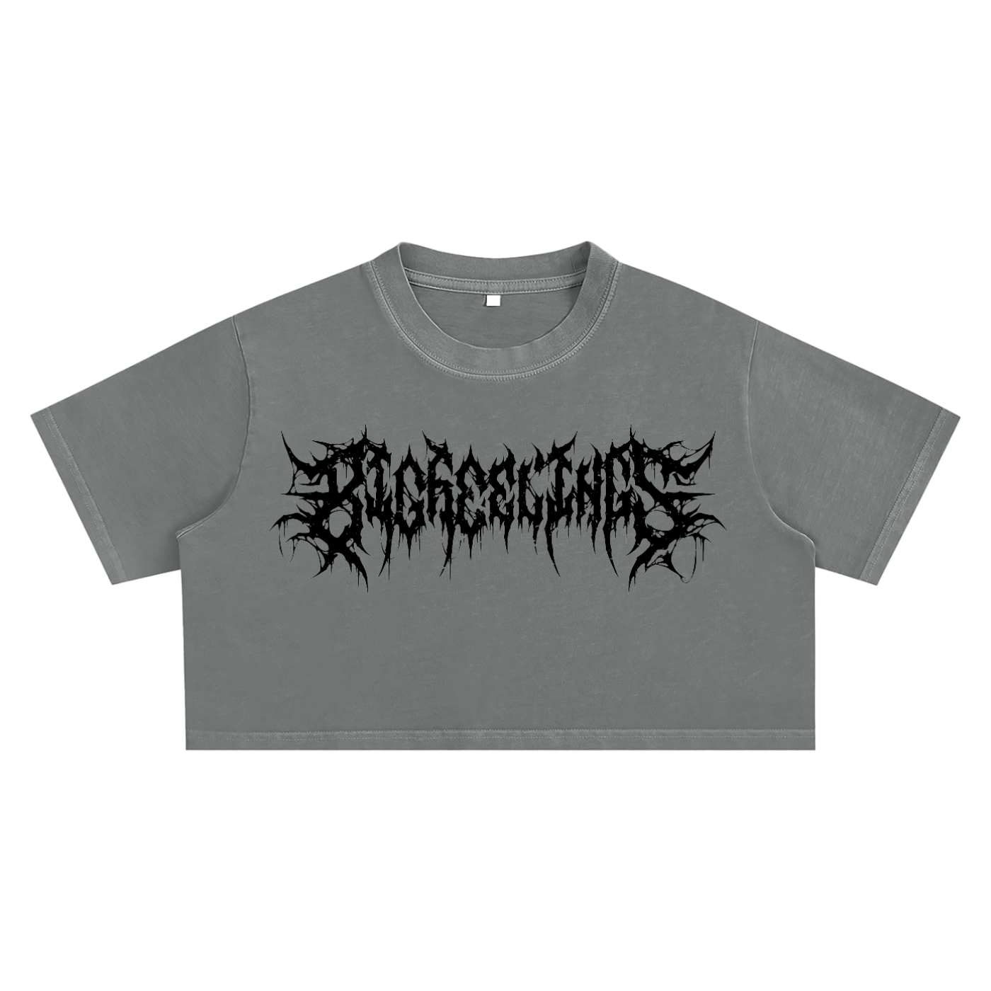 Big Feelings Metal Font Snow Washed Crop Top