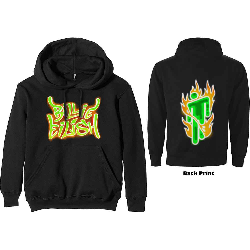 Billie Eilish Airbrush Flames Blohsh [Sweatshirt] - Rock Band Apparel