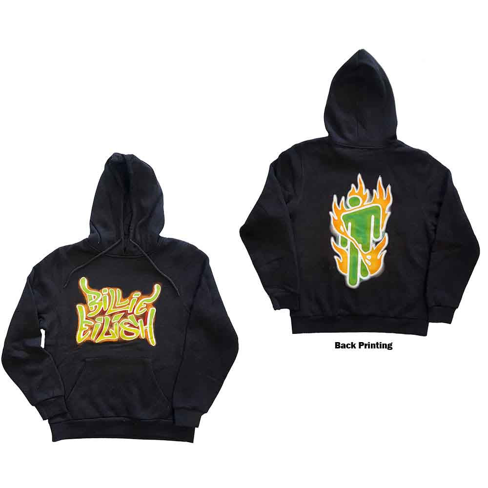 Billie Eilish Airbrush Flames Blohsh [Sweatshirt] Grey