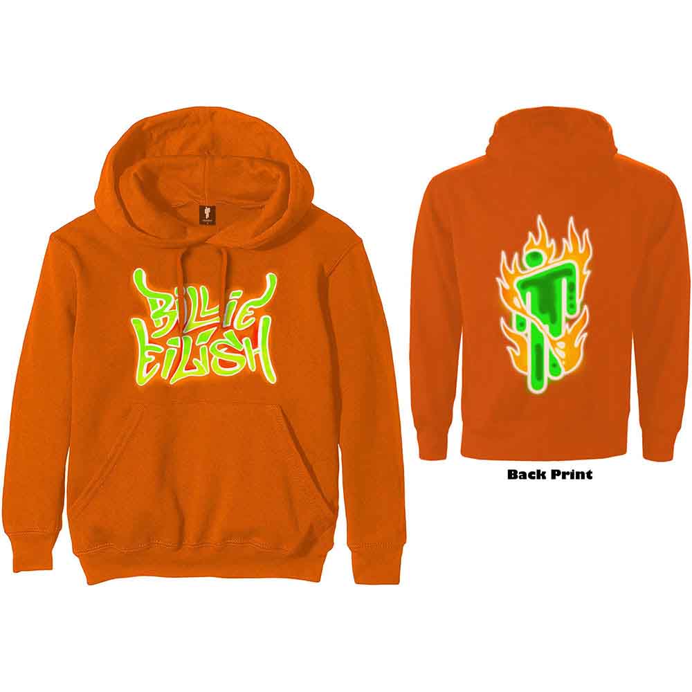 Billie Eilish Airbrush Flames Blohsh [Sweatshirt] Orange