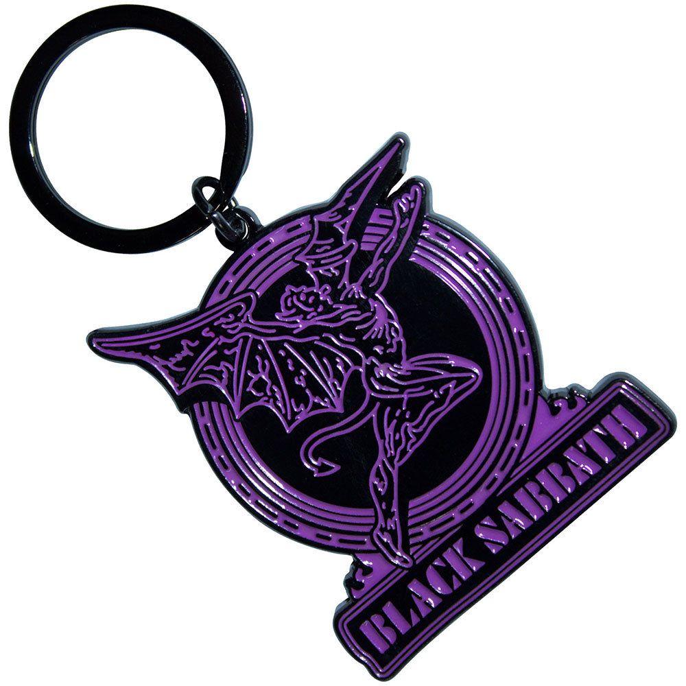 Black Sabbath Purple Text Logo & Daemon [Keychain] - Rock Band Apparel