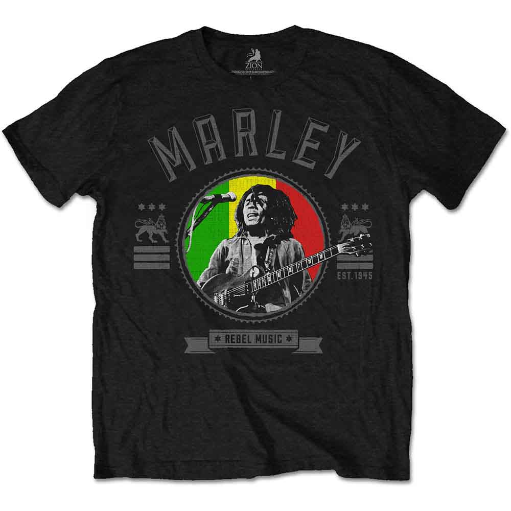 Bob Marley Rebel Music Seal [T-Shirt] Black