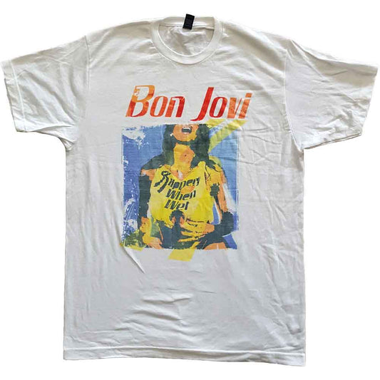 Bon Jovi Slippery When Wet Original Cover [T-Shirt] White
