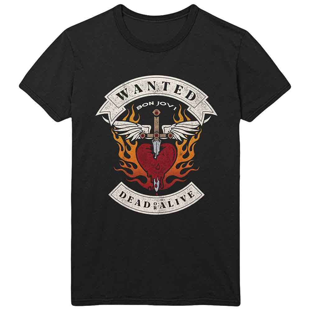 Bon Jovi Wanted Flames [T-Shirt] - Rock Band Apparel