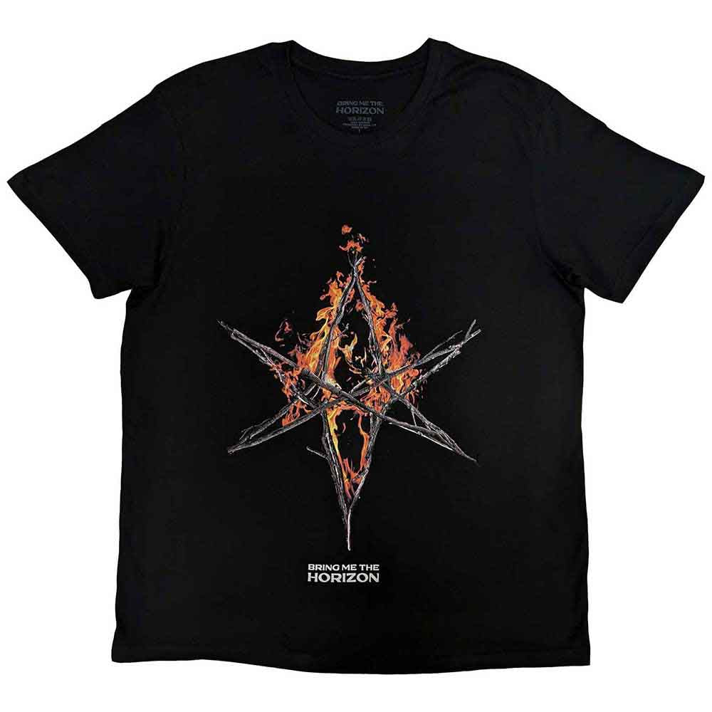 Bring Me The Horizon Flame Hex & Text Logo [T-Shirt] - Rock Band Apparel