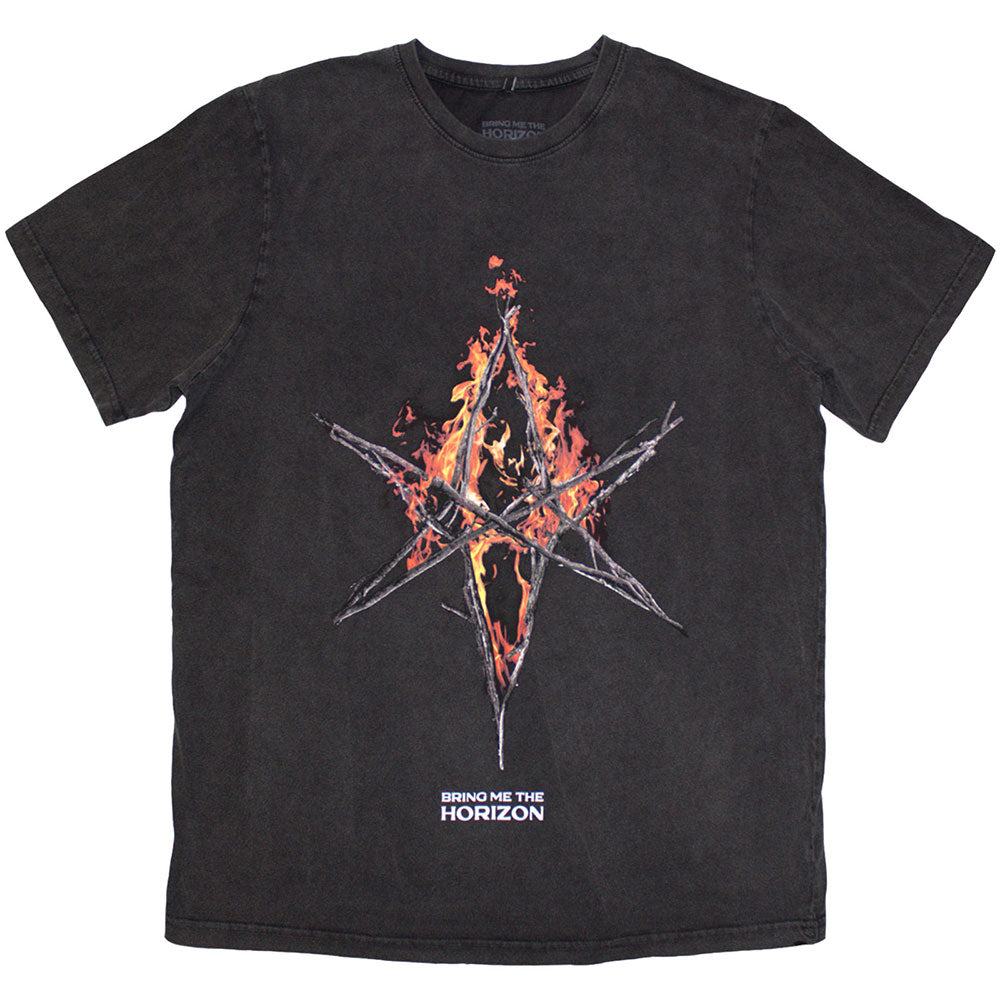 Bring Me The Horizon Flame Hex & Text Logo [T-Shirt] Grey