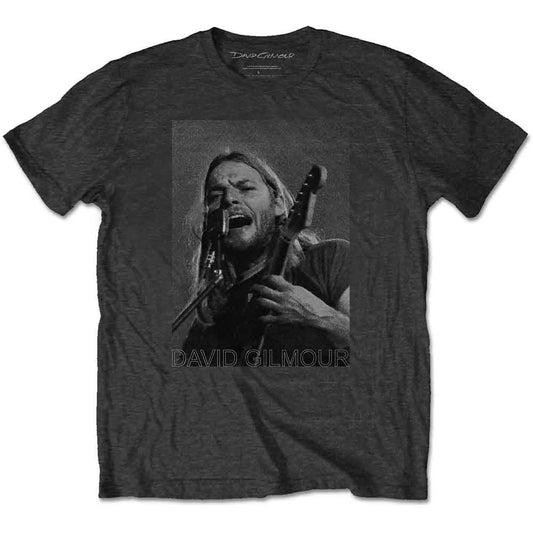 David Gilmour On Microphone Half-tone [T-Shirt] - Rock Band Apparel
