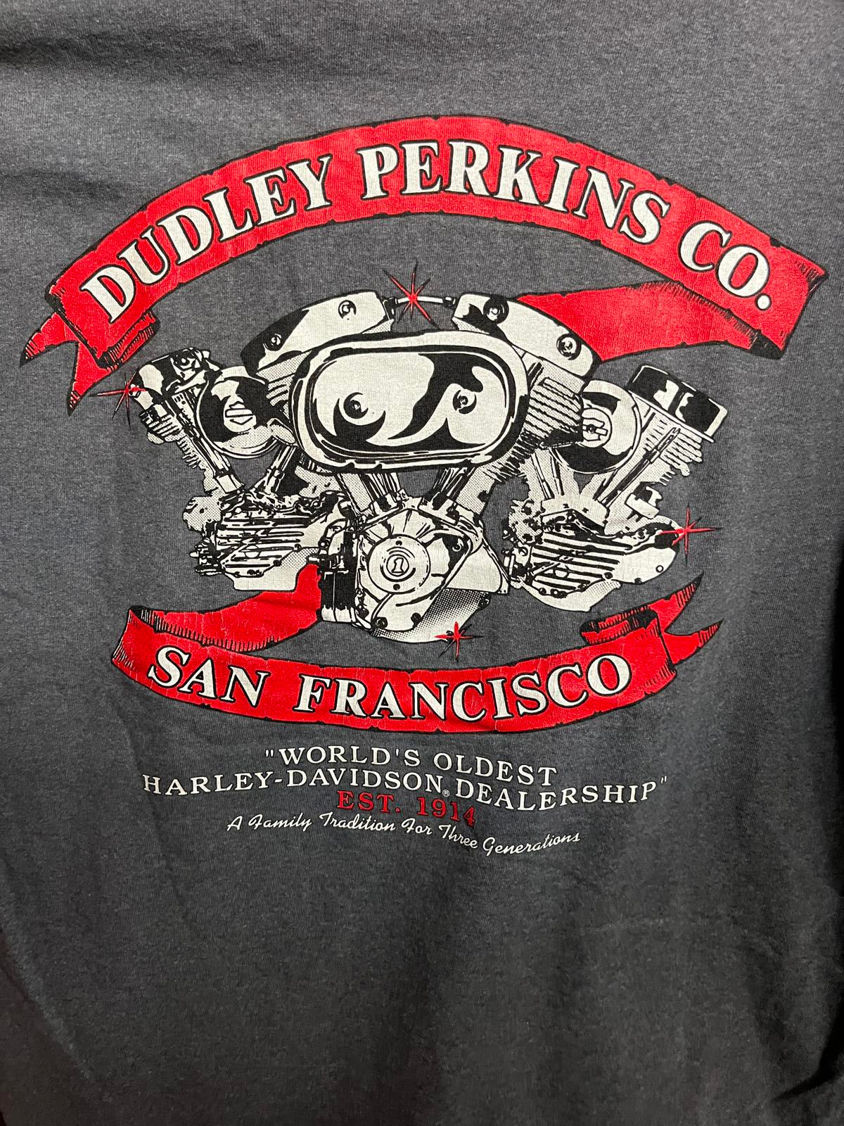 Harley Davidson T-shirt Engine Dudley Perkins San Francisco