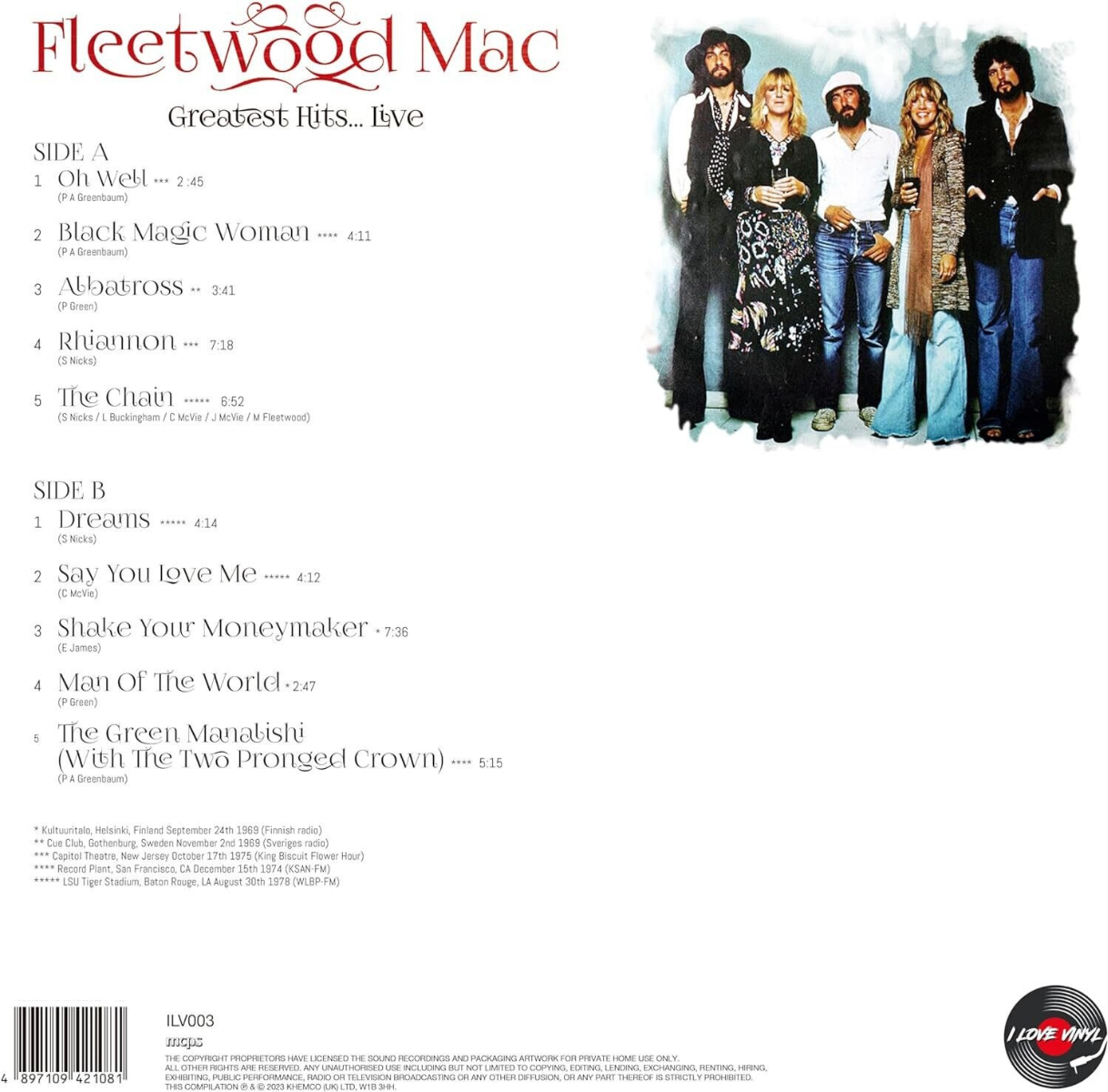 Greatest Hits... Live: The Record Plant 1974 [Import] [Vinyl]