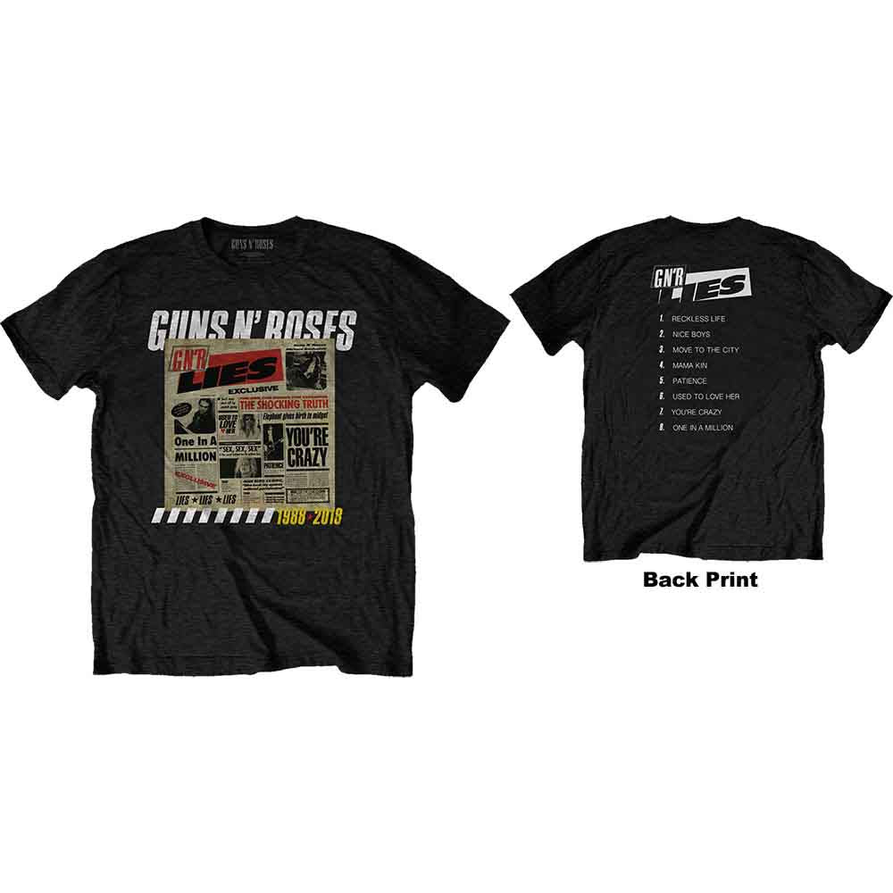 Guns N' Roses Lies Track List [T-Shirt] Black