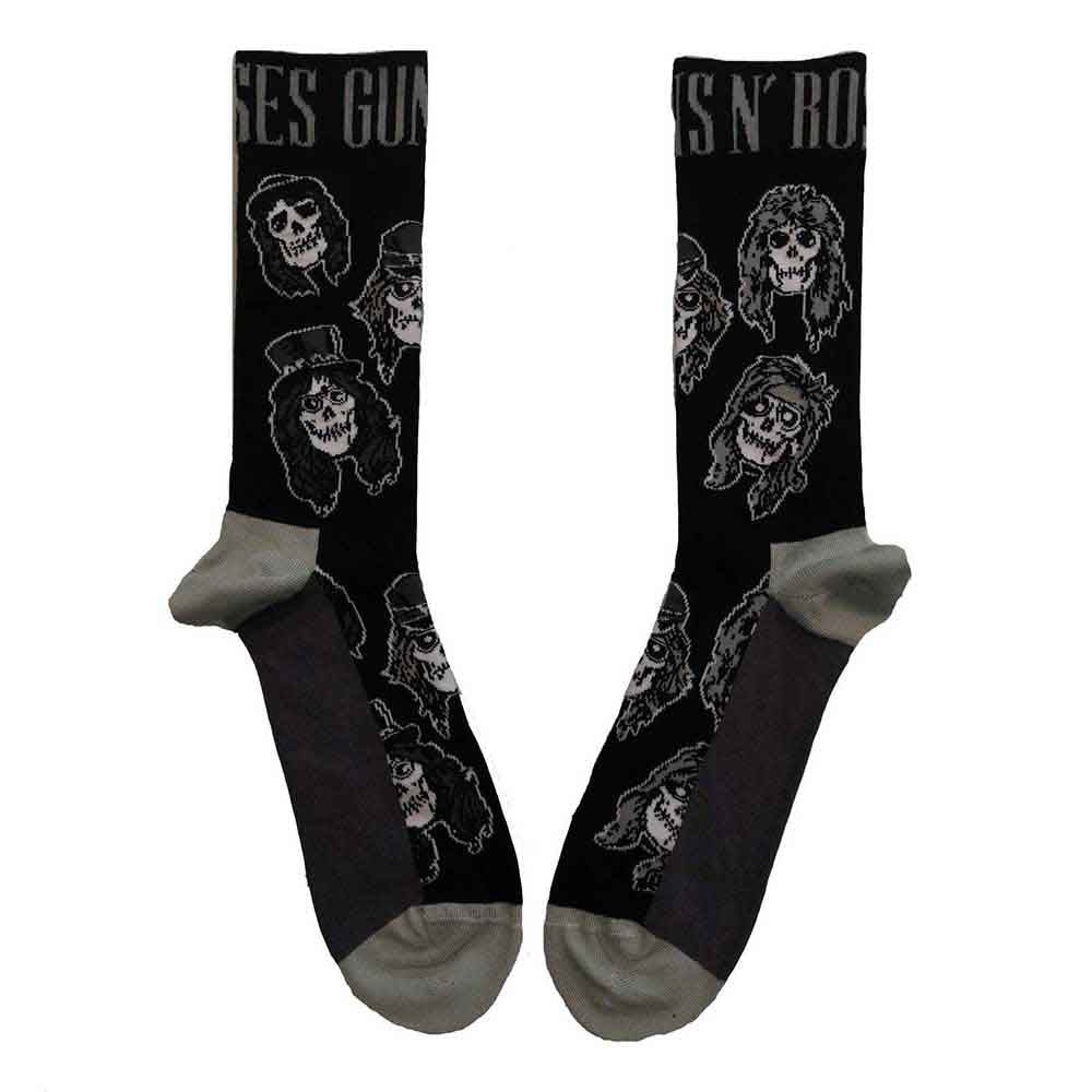 Guns N' Roses Skulls Band Monochrome [Socks] - Rock Band Apparel