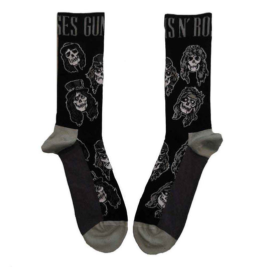 Guns N' Roses Skulls Band Monochrome [Socks] - Rock Band Apparel