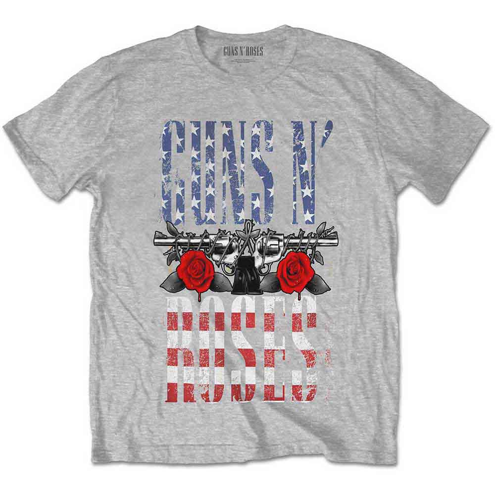 Guns N' Roses US Flag in Logo [T-Shirt] Grey