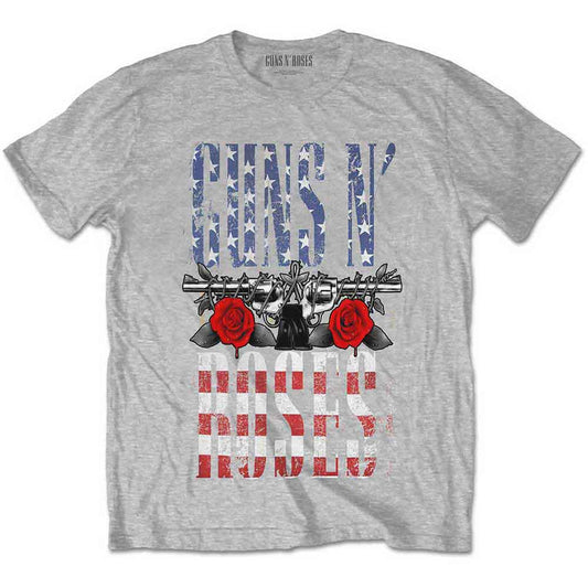 Guns N' Roses US Flag in Logo [T-Shirt] Grey