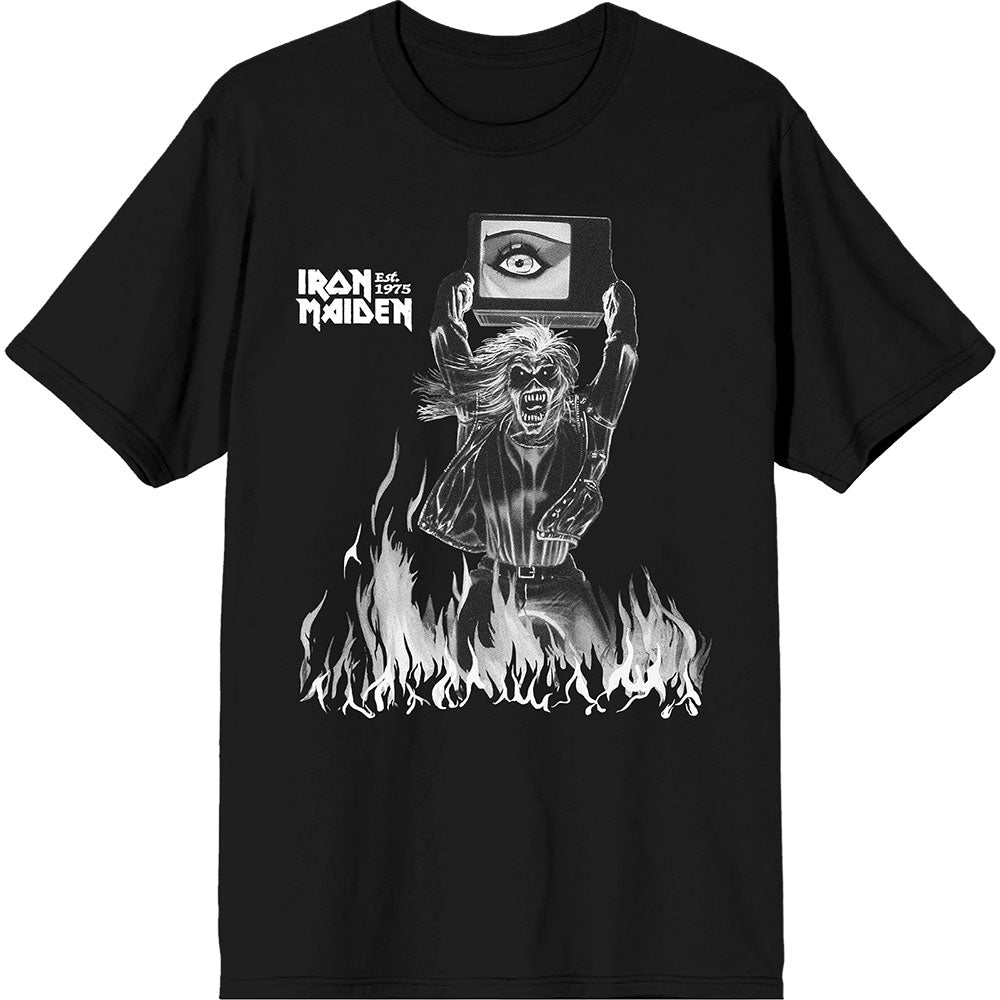 Iron Maiden Est. 1975 Holy Smoke Flames Crop [] Black