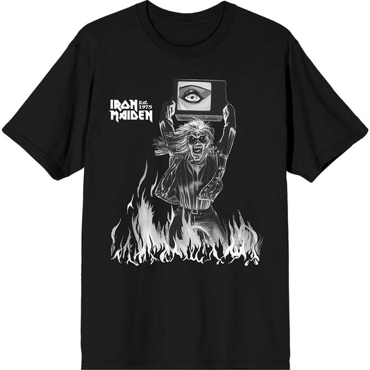 Iron Maiden Est. 1975 Holy Smoke Flames Crop [] Black