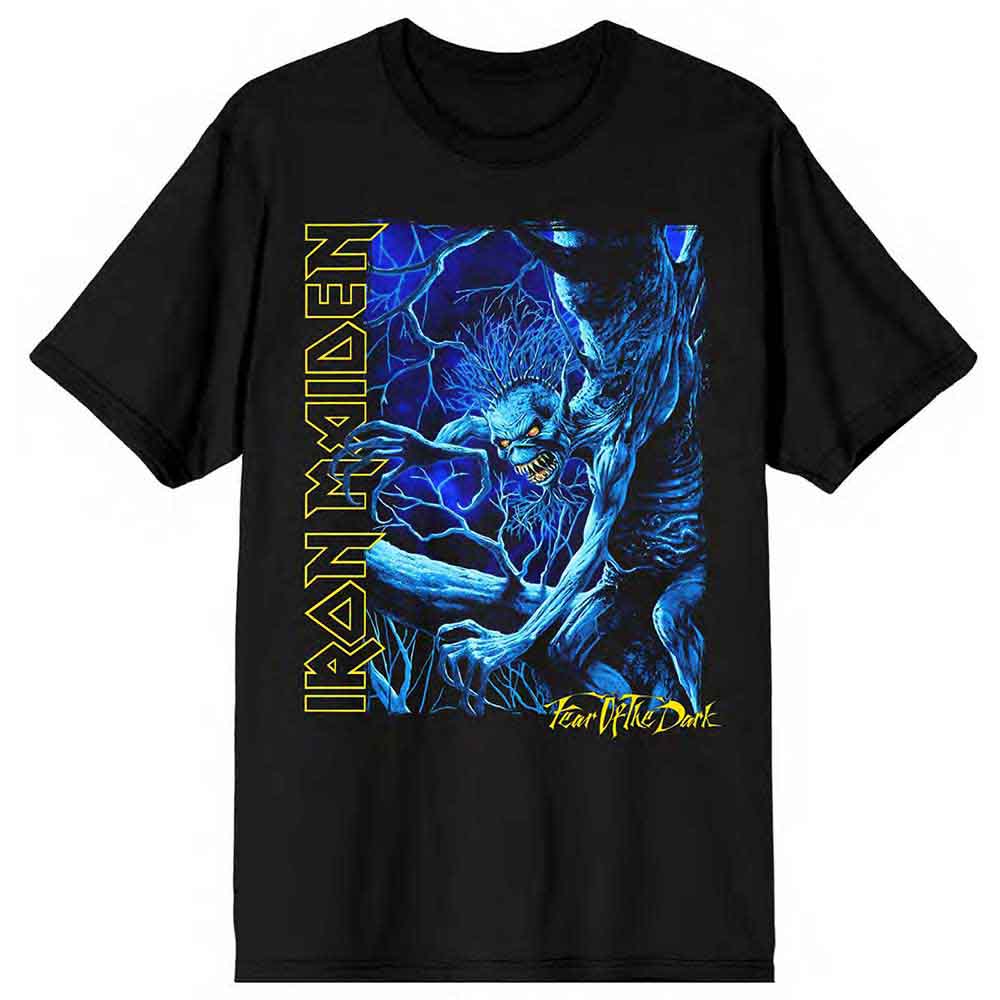 Iron Maiden Fear of the Dark Blue Tone Eddie Vertical Logo [T-Shirt] - Rock Band Apparel