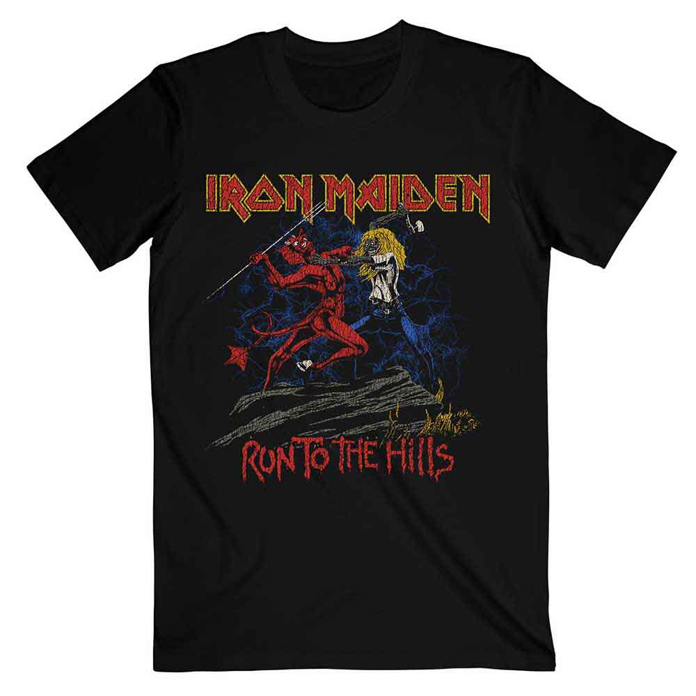 Iron Maiden Number Of The Beast Run To The Hills Distress [T-Shirt] - Rock Band Apparel