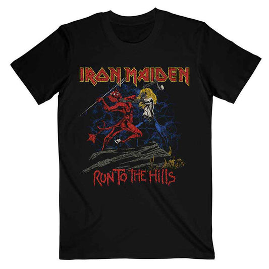 Iron Maiden Number Of The Beast Run To The Hills Distress [T-Shirt] - Rock Band Apparel
