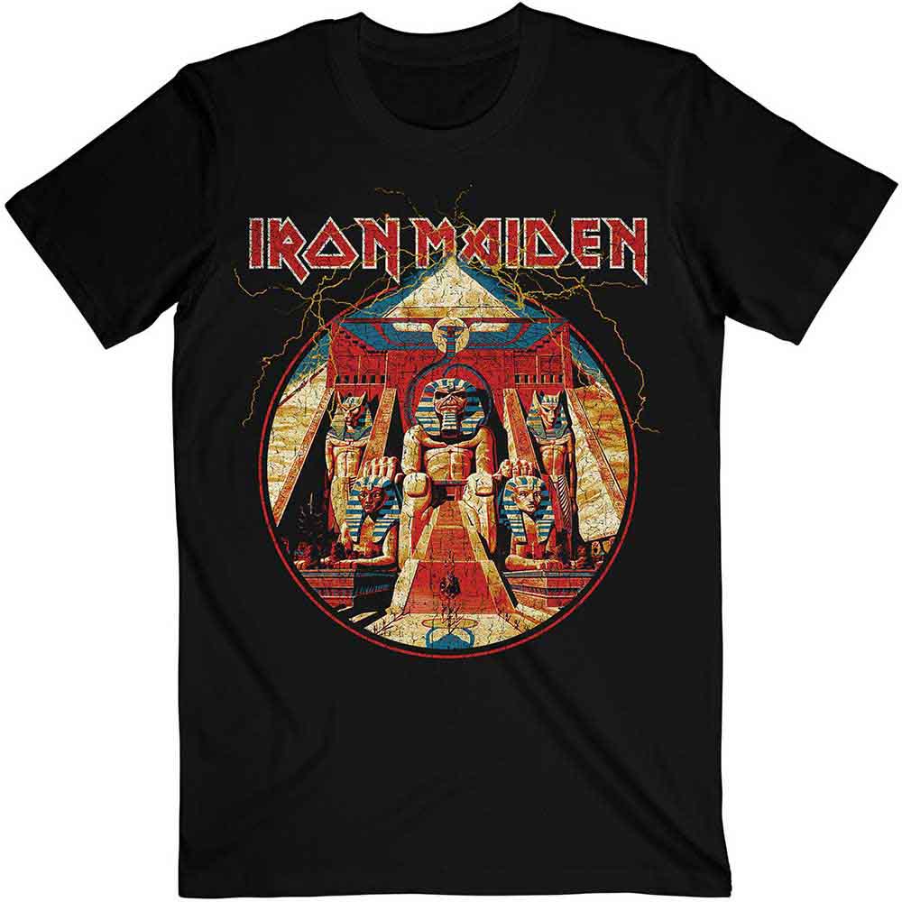 Iron Maiden Powerslave Lightning Circle [T-Shirt] Black