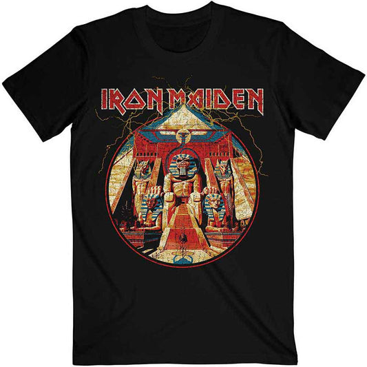 Iron Maiden Powerslave Lightning Circle [T-Shirt] Black