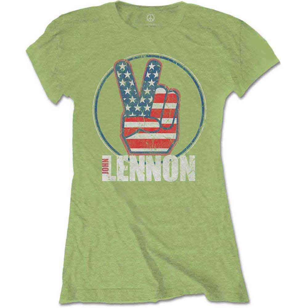 John Lennon Peace Fingers US Flag [T-Shirt] - Rock Band Apparel