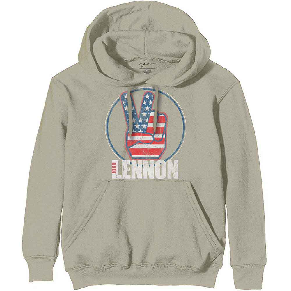 John Lennon Peace Fingers US Flag [Sweatshirt] - Rock Band Apparel