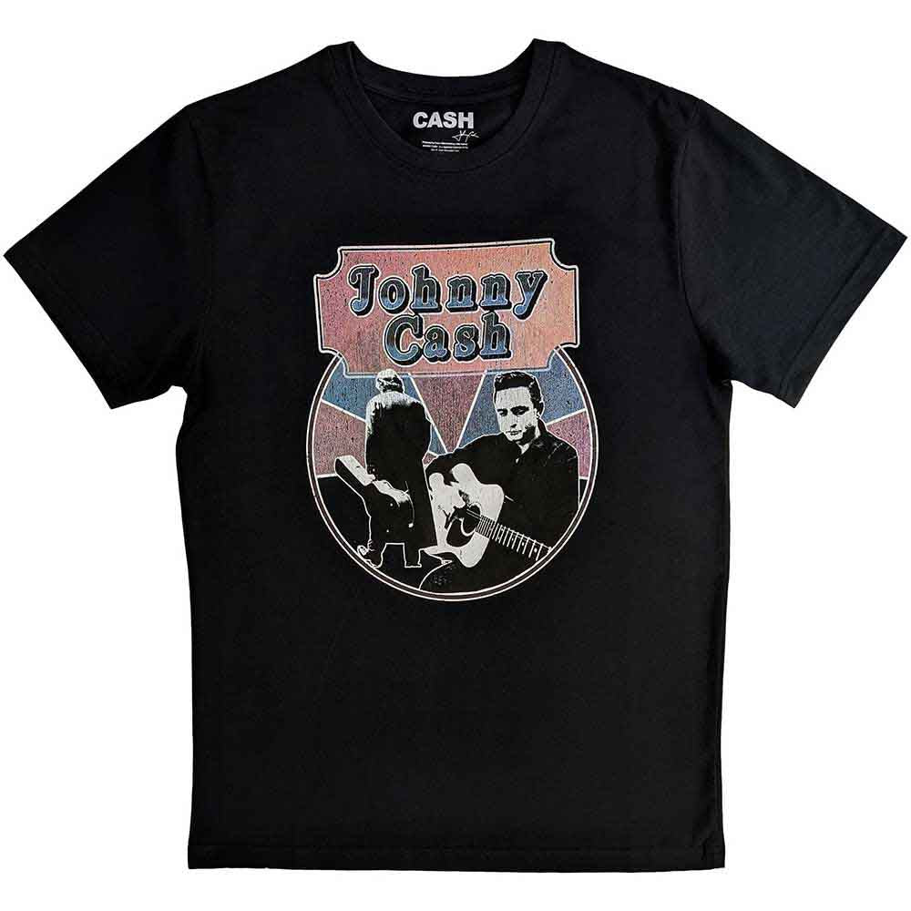 Johnny Cash Walking Guitar & Front On [T-Shirt] - Rock Band Apparel