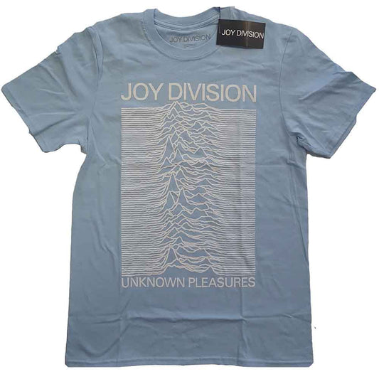 Joy Division Unknown Pleasures White On Blue [T-Shirt] - Rock Band Apparel