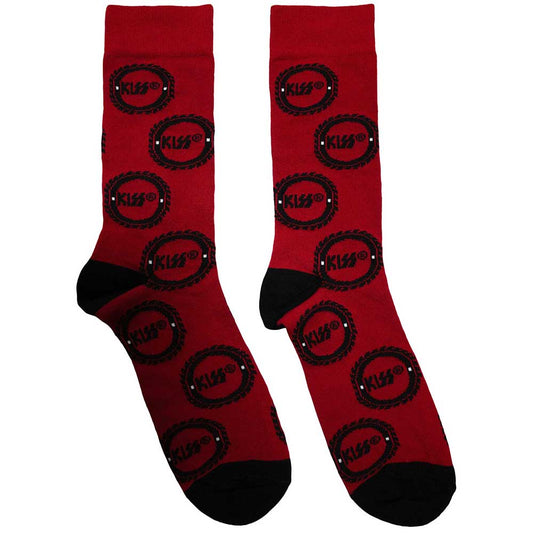 Kiss Buzzsaw Logo Pattern [Socks] Red