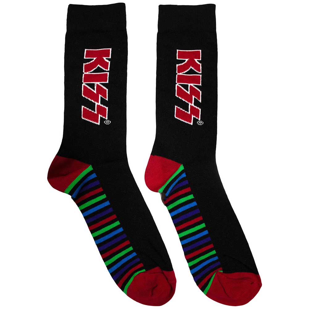 Kiss Red Logo & Stripes [Socks] Black