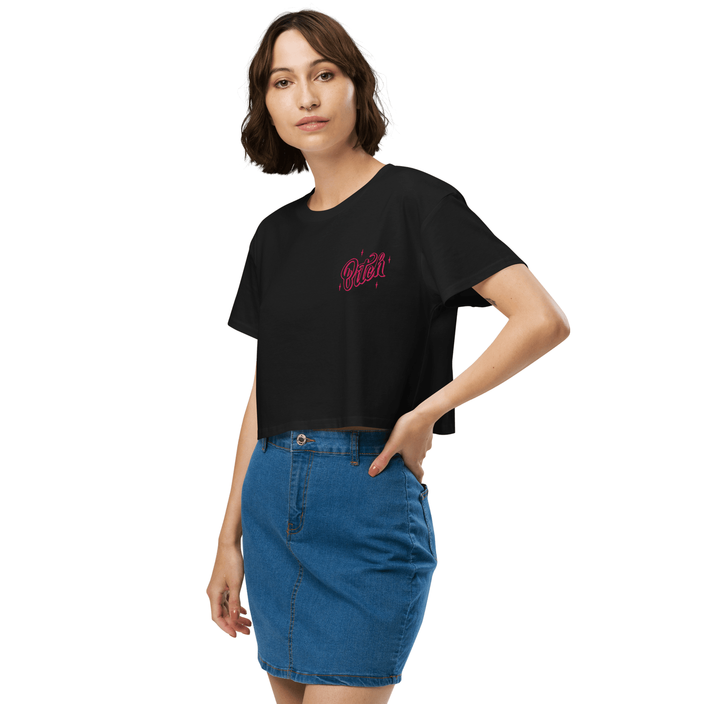 Magical Bitch Embroidered Crop Top