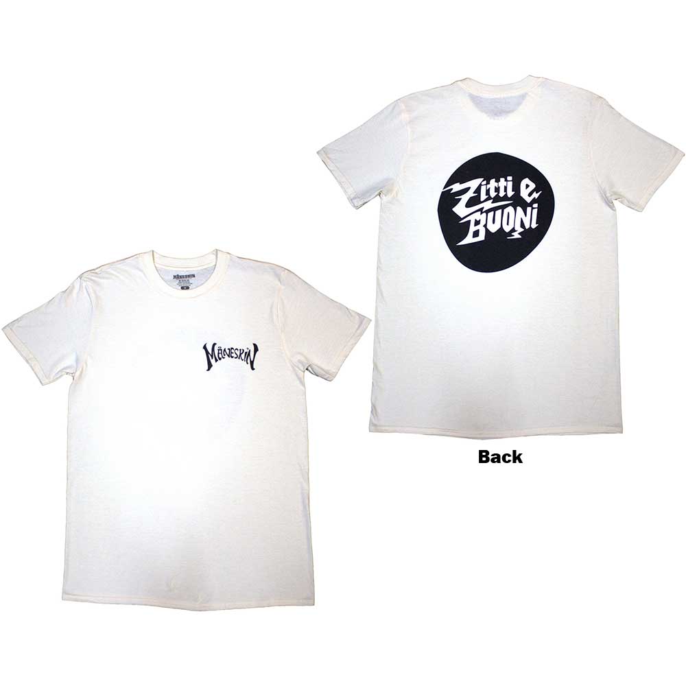 Maneskin Pocket Logo & Zitti e Buoni Circle [T-Shirt] Neutral
