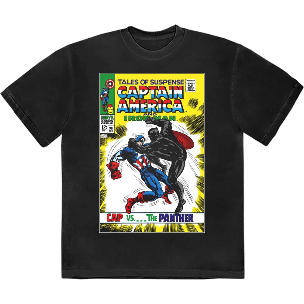 Marvel Comics Cap vs The Panther Comic Cover [T-Shirt] - Rock Band Apparel