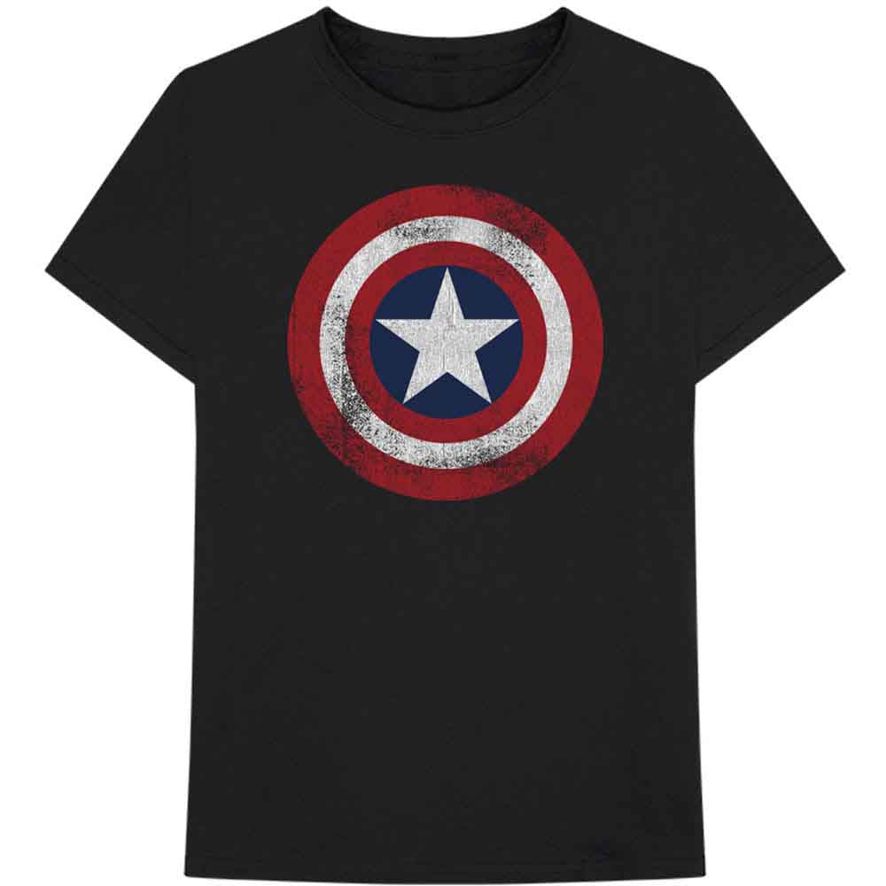 Marvel Comics Captain America Distressed Shield [T-Shirt] - Rock Band Apparel