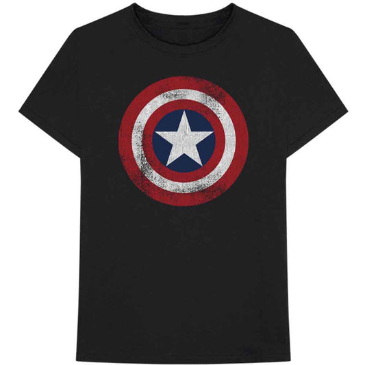 Marvel Comics Captain America Distressed Shield [T-Shirt] Black
