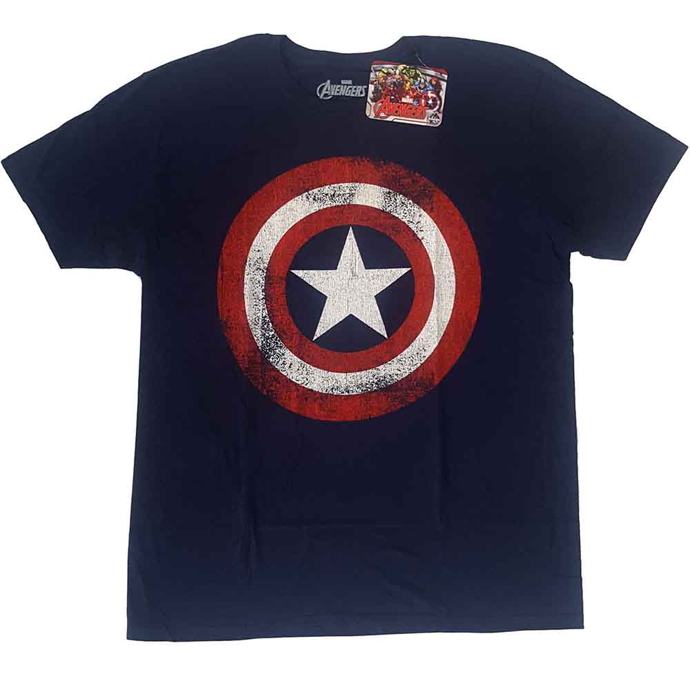 Marvel Comics Captain America Distressed Shield [T-Shirt] - Rock Band Apparel