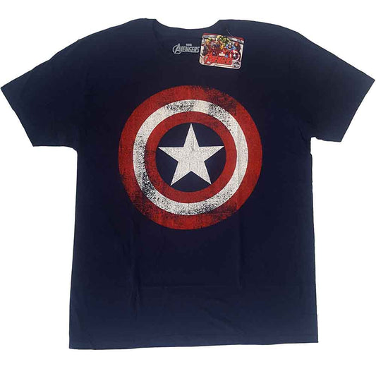 Marvel Comics Captain America Distressed Shield [T-Shirt] Blue