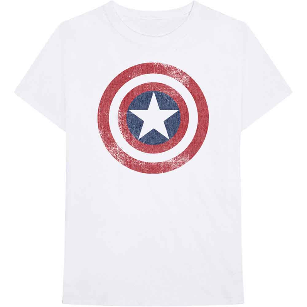 Marvel Comics Captain America Distressed Shield [T-Shirt] - Rock Band Apparel