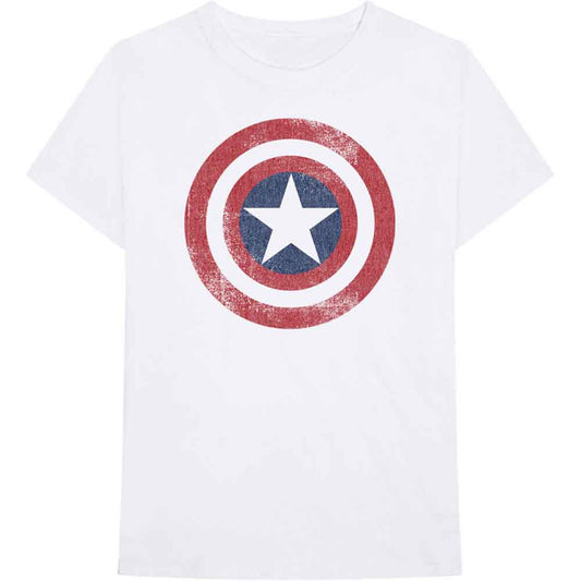 Marvel Comics Captain America Distressed Shield [T-Shirt] White