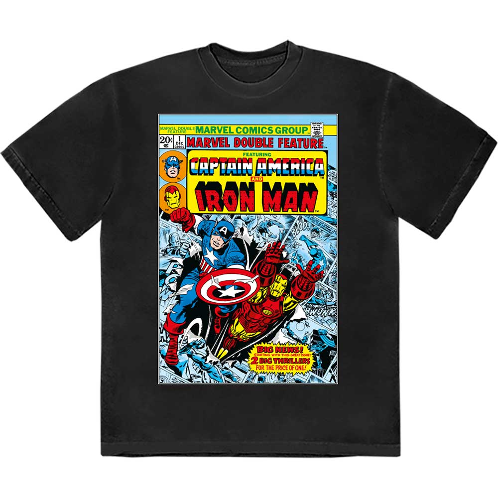 Marvel Comics Captain America & Iron Man Comic Cover [T-Shirt] Black