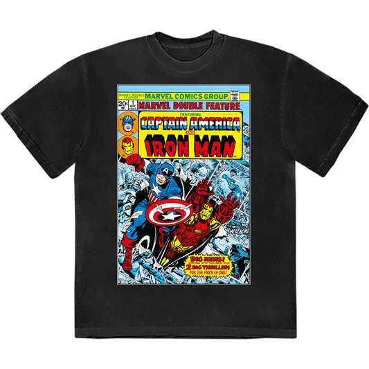 Marvel Comics Captain America & Iron Man Comic Cover [T-Shirt] Black